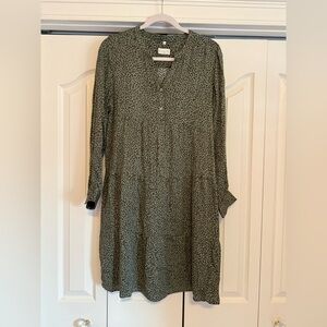 💎 MILANO | Olive Green Animal Print Viscose Dress